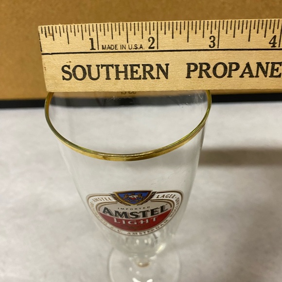 8” Amstel Light Beer Glass w/ Gold Rim - Picture 7 of 7